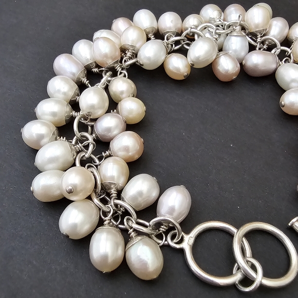 FLASH SALE! Silpada Pink Silver Champagne Pearl Cha Cha Sterling Silver Bracelet - Picture 3 of 15